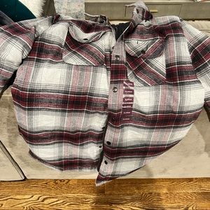 Mens plad insulated jacket with hood. Brand new with tags. XL